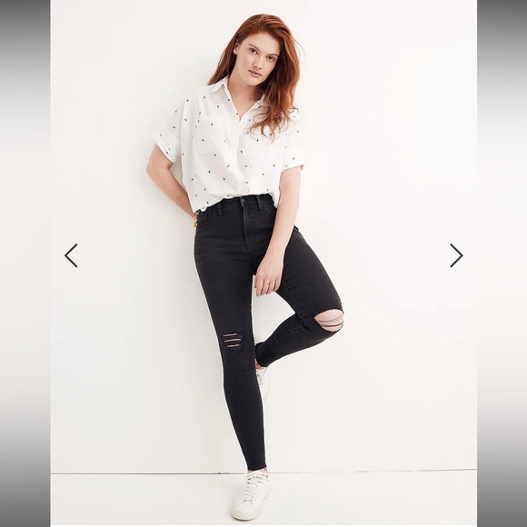 Madewell Petite 9” Mid-Rise Skinny Jeans in Black Sea size 26P - Picture 6 of 7